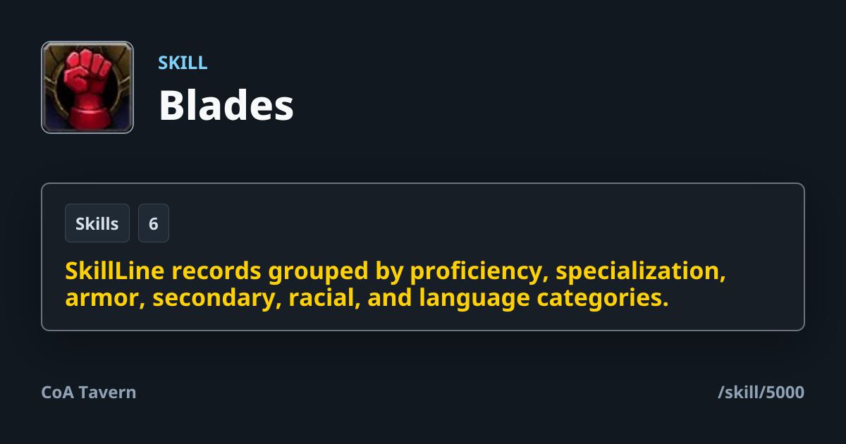 Blades - Skill | CoA Tavern